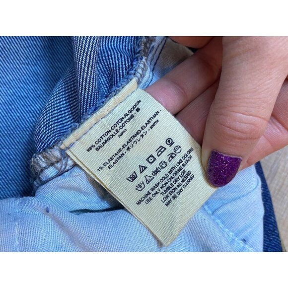 We The Free Distressed Skinny Jeans Size 31 Blue Denim Mid-Rise Frayed Hem Women - Picture 5 of 8